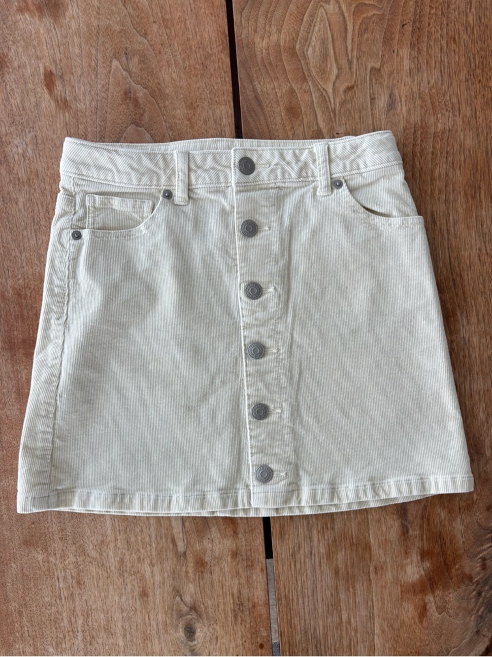 CAT & JACK Girls L 10-12 Corduroy Mini Skirt Snap Front Cream White